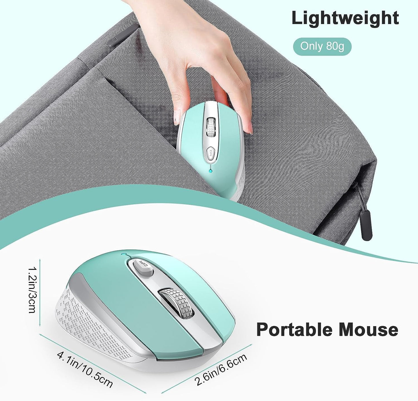 Computer Mouse Wireless,  2.4G Ergonomic Optical Mouse, Computer Mouse for Laptop, PC, Computer, Chromebook, Notebook, Auto-Sleep Mode, USB Receiver, 6 Buttons, 3 Adjustment DPI, Blue