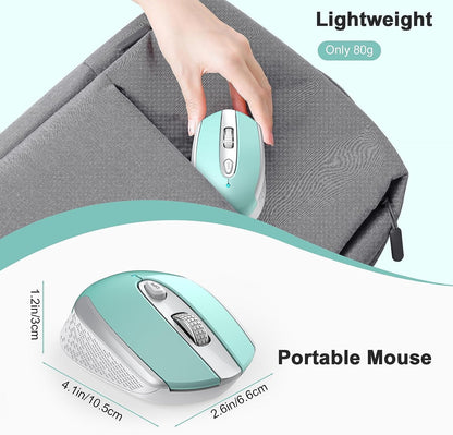 Computer Mouse Wireless,  2.4G Ergonomic Optical Mouse, Computer Mouse for Laptop, PC, Computer, Chromebook, Notebook, Auto-Sleep Mode, USB Receiver, 6 Buttons, 3 Adjustment DPI, Blue