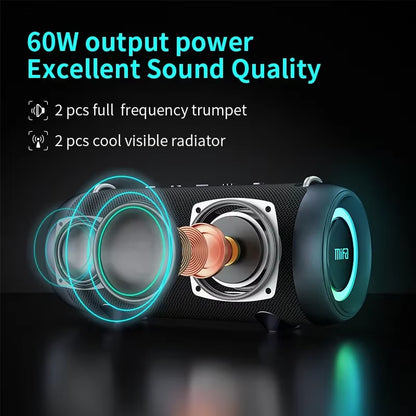 A90 Bluetooth Speaker 60W Output Power Bluetooth Speaker with Class D Amplifier Excellent Bass Performace Camping Speaker