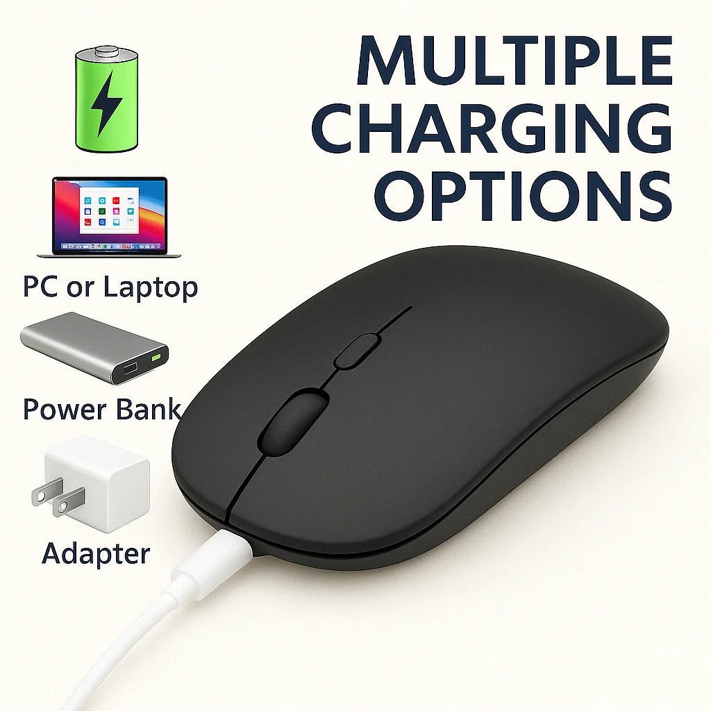 Rechargeable Wireless Bluetooth Mouse for Laptop, PC, Ipad, Notebook, and Chromebook