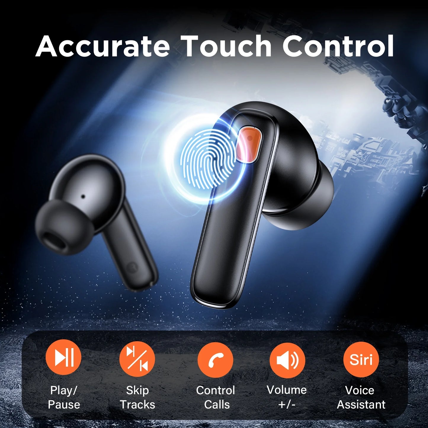 A11 Wireless Earbuds, Bluetooth 5.4 Earbuds Hi-Fi Stereo Bass 68H Playback LED Power Display Earphones with Mic IPX7 Waterproof In-Ear Earphones for TV Smart Phone Laptop Computer Sports