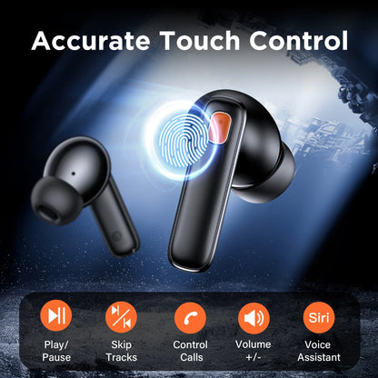 A11 Wireless Earbuds, Bluetooth 5.4 Earbuds Hi-Fi Stereo Bass 68H Playback LED Power Display Earphones with Mic IPX7 Waterproof In-Ear Earphones for TV Smart Phone Laptop Computer Sports