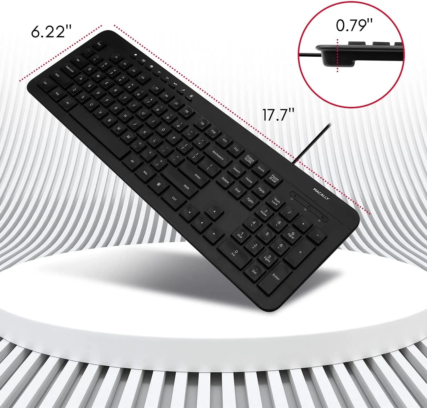 Wired Keyboard – Full Size Slim Ergonomic USB Keyboard with Numeric Keypad, External Keyboard for Laptop, Desktop, Windows PC