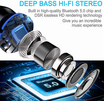 Wireless Earbuds Bluetooth 5.0 Headphones IPX7 Waterproof TWS Deep Bass Stereo Noise Cancelling Headset,W/ 140H Playtime USB-C Charging Case LED Battery Display for Sport Android/Ios