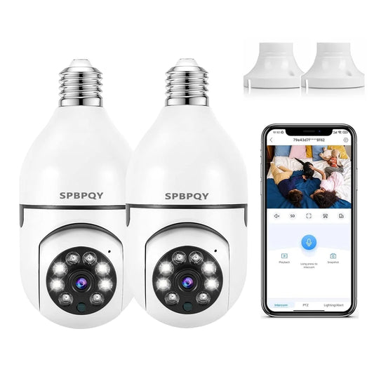 Light Bulb Camera, 2 Pack 5G Wireless Wifi Security Camera 1080P,Wifi Smart 360 Surveillance Camera for Indoor and Outdoor, Light Socket Camera with Real-Time Motion Detection,Night Vision