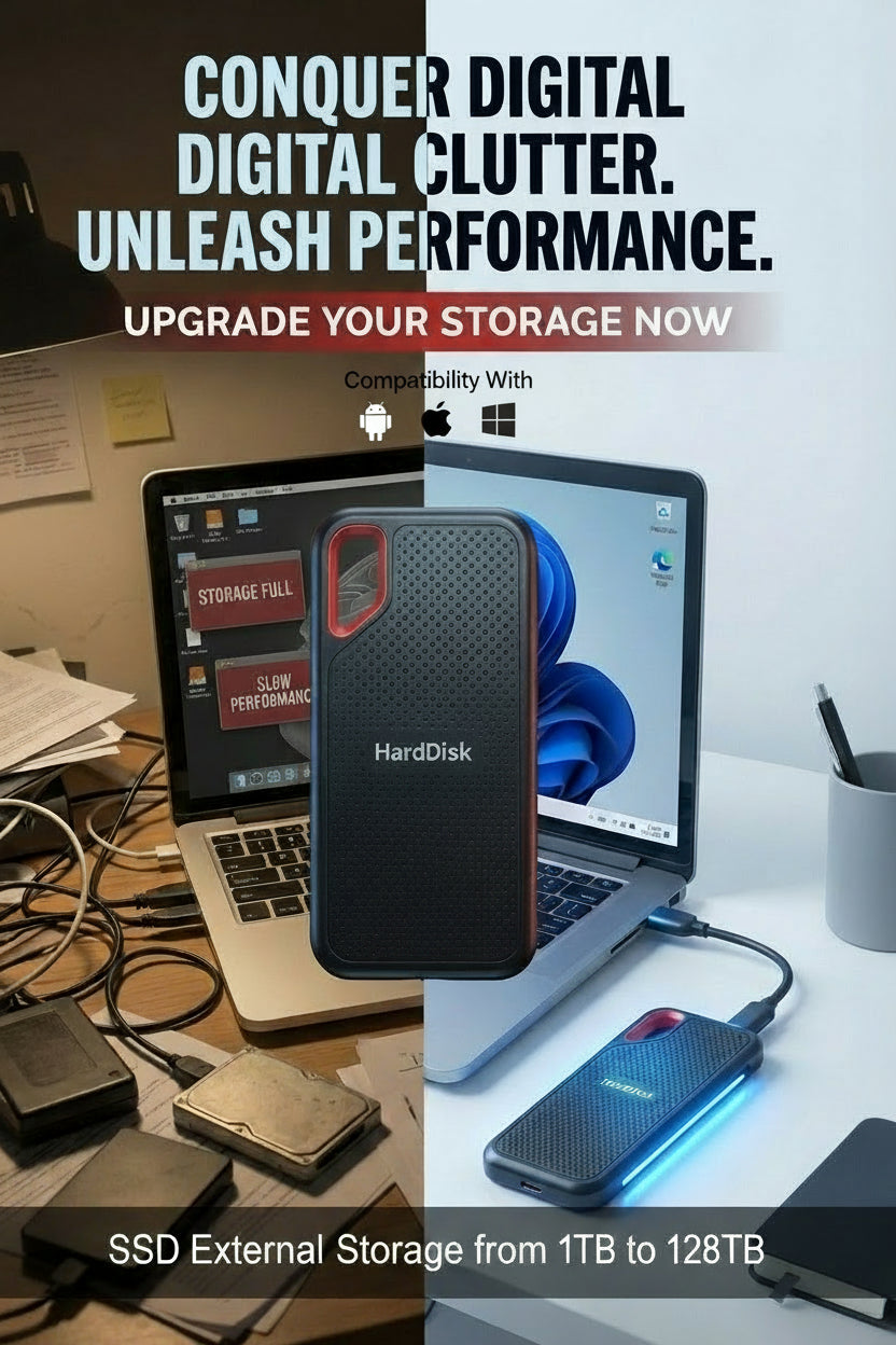 TECHODIB Portable SSD Drive | High-Speed 1TB–128TB External Hard Drive, Type-C/USB 3.1, Compatible with Laptop, PC, Mac