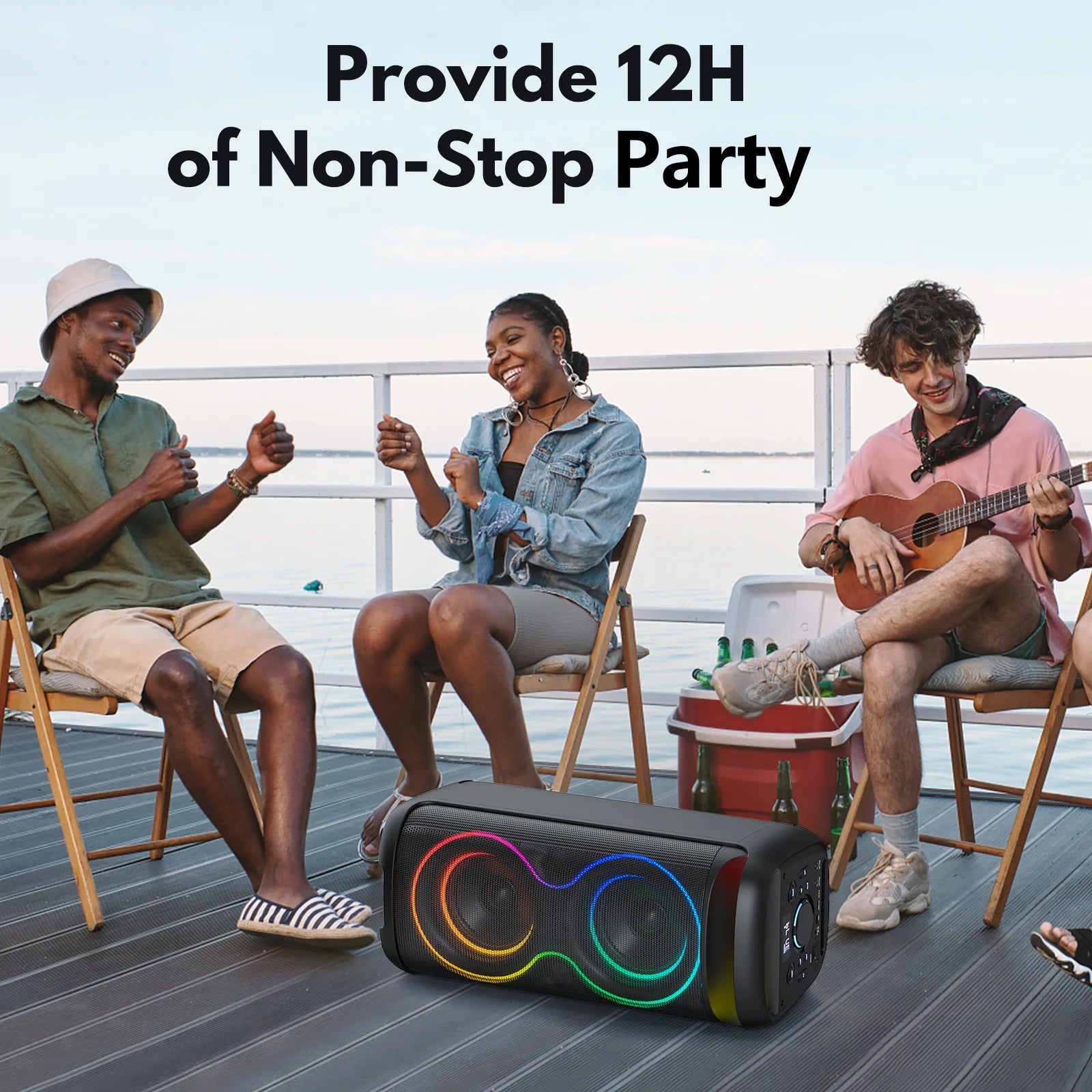 Large Party Speaker, Bluetooth Speaker with LED Light, Two 6.5'' Subwoofer Loud Speaker, T20