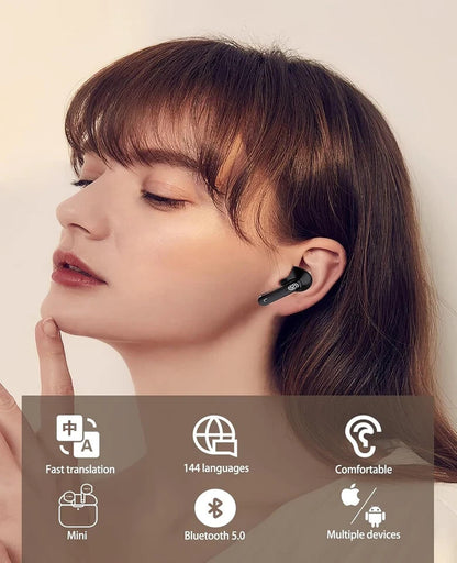 Audifonos Traductor De 140 Idiomas Auriculares Ingles Español Inalambrico Negro