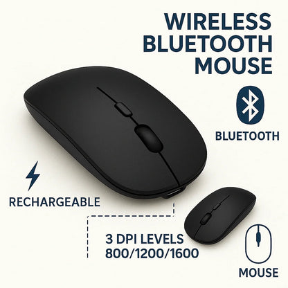Rechargeable Wireless Bluetooth Mouse for Laptop, PC, Ipad, Notebook, and Chromebook
