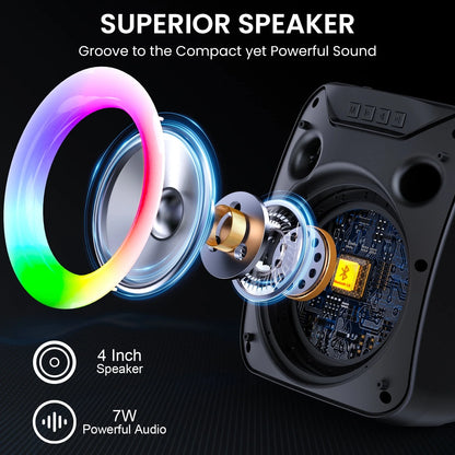 Bluetooth Speaker, Portable Wireless Speaker with Microphone & LED Light, Outdoor Party Speaker, D18