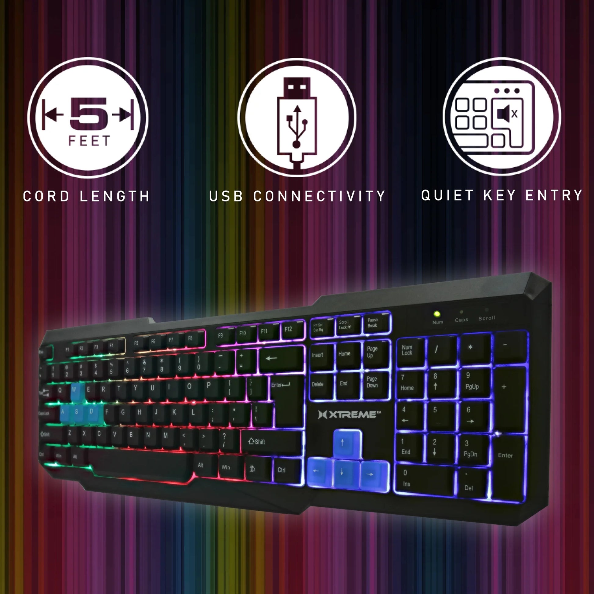 Lit Multicolor Flow Effects LED Gaming Keyboard for Desktop Computers, 115 Keys