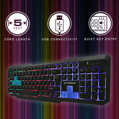 Lit Multicolor Flow Effects LED Gaming Keyboard for Desktop Computers, 115 Keys