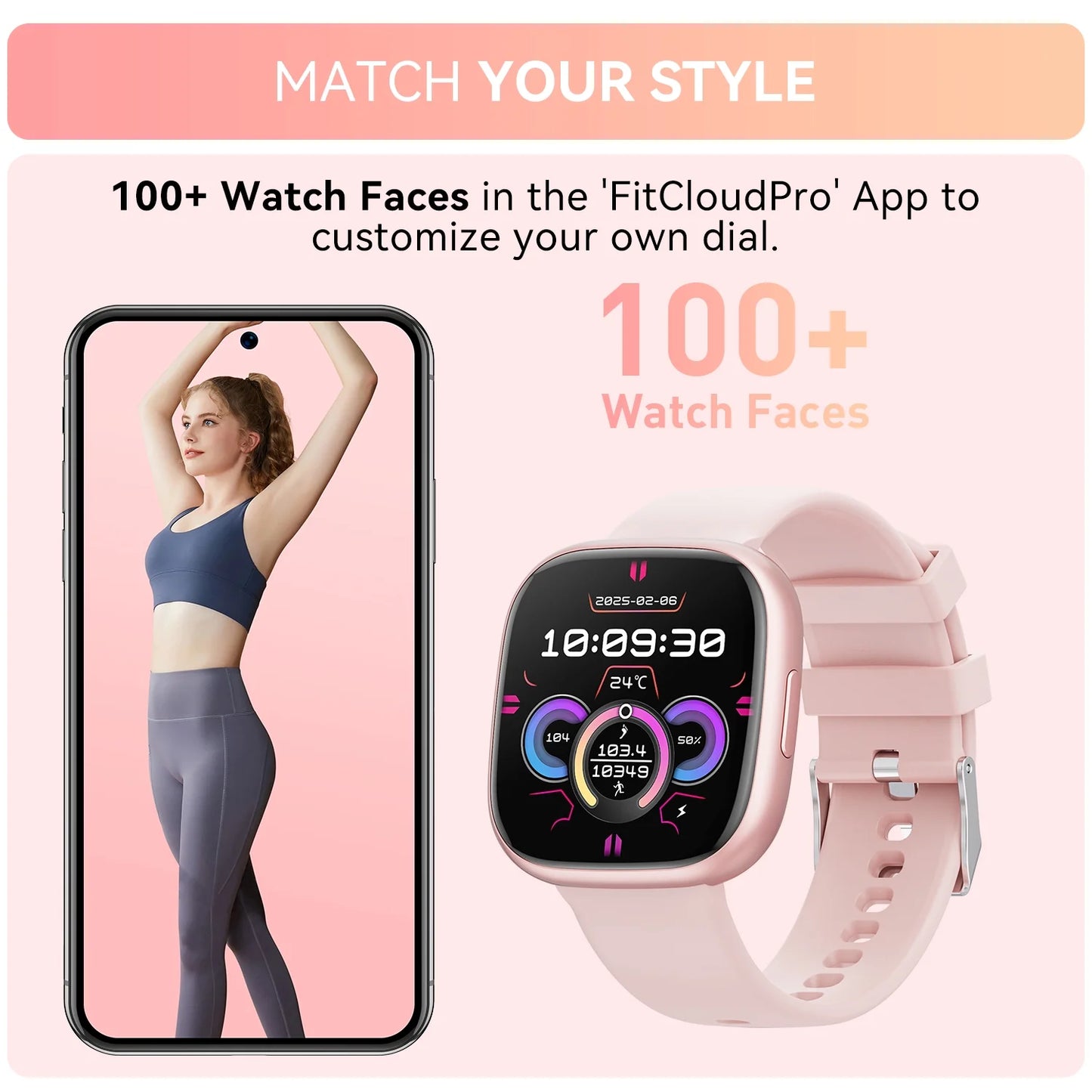 1.72 Women'S Smartwatch with Fitness Tracker, Fitness Watch with 100+ Exercise Modes, Answer/Call, Smartwatch Fits for Android & Iphone Devices (Pink)