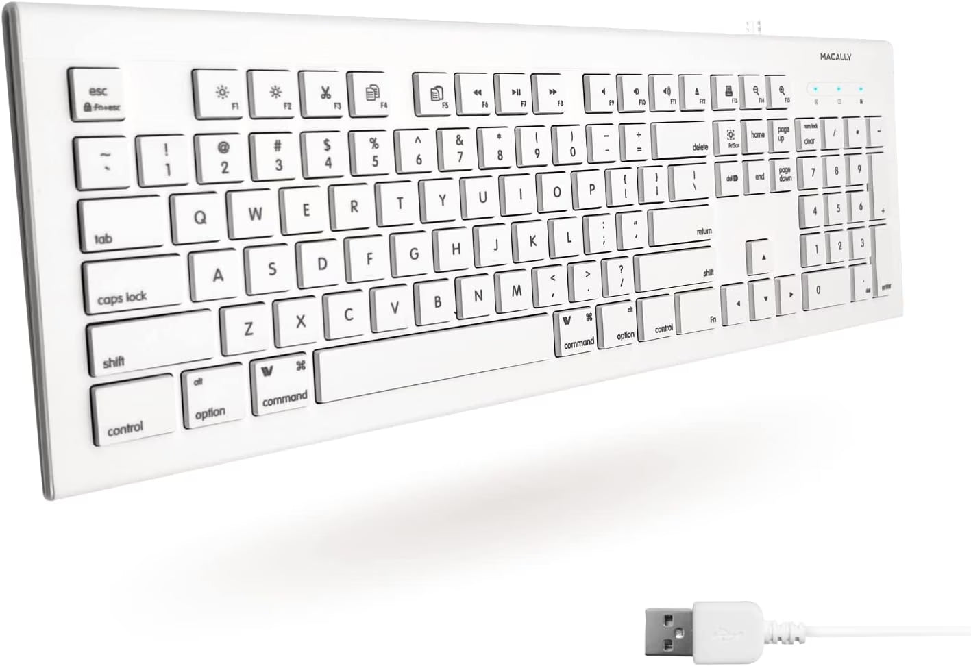 103 Key USB Keyboard with Short-Cut Keys, Full-Size, White
