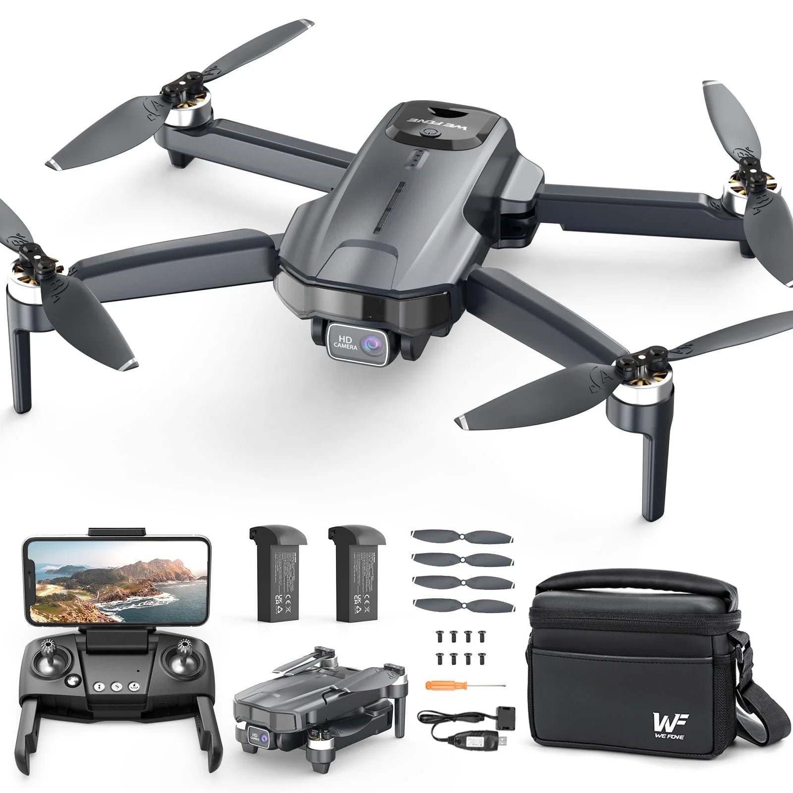 WF31 Drones with Camera for Adults 4K, GPS Foldable Quadcopter, 50 Min Flight Time, Black