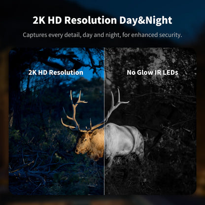 4G LTE Solar Cellular Trail Camera, 2K HD Wildlife Deer Game Hunting Camera with Color Night Vision, PIR Motion Detection, 360° PTZ View, Outdoor Security