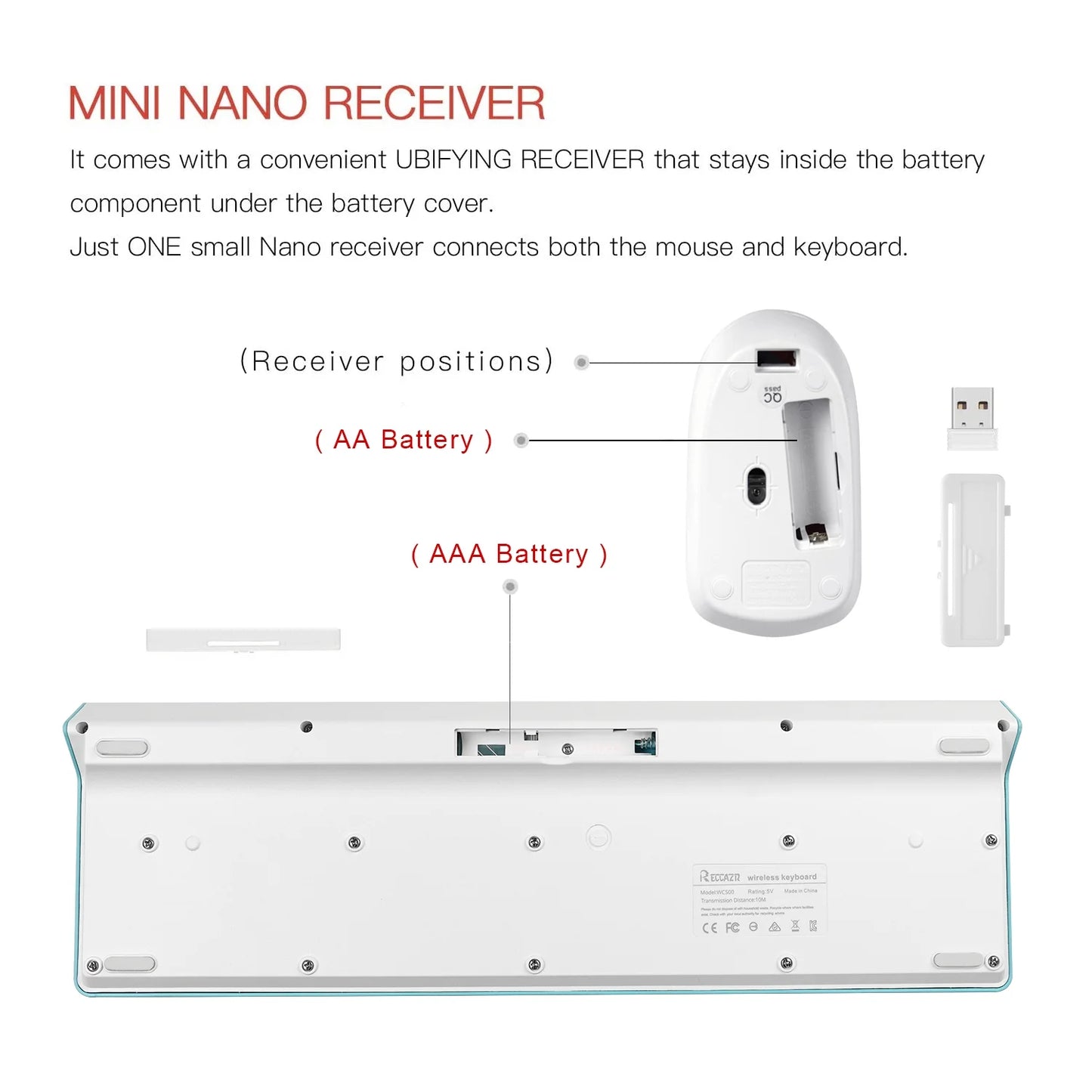 Wireless Keyboard and Mouse Combo for Windows, 2.4 Ghz Wireless, 12 Multimedia and Shortcut Keys, 3-Year Battery Life, for PC, Laptop(Blue)