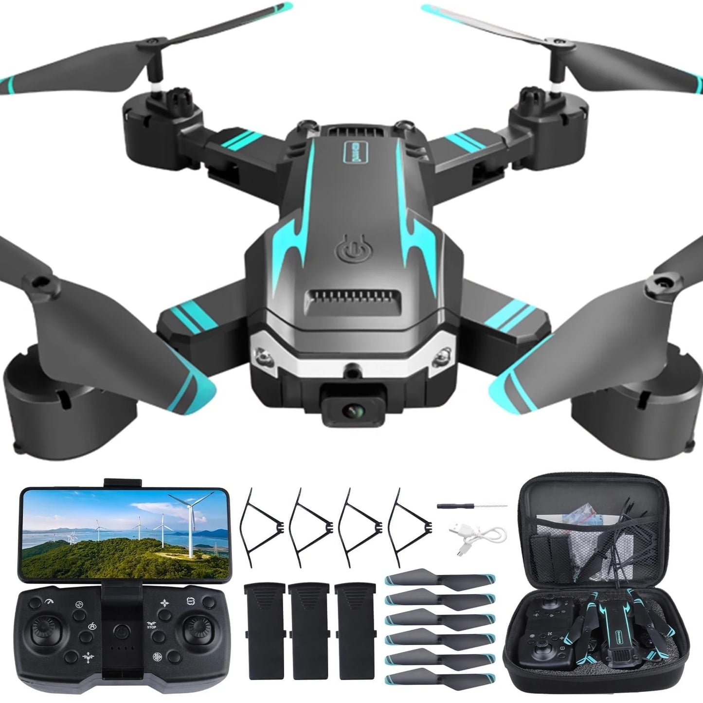 Drone with Camera for Adults Kids 1080P 8K HD Dual Camera Remote Control Drone RC Aircraft Quadcopter W/ 3 Batteries for Long Flight Mini Foldable Drone for Beginners Toys Gifts for Boys Girls