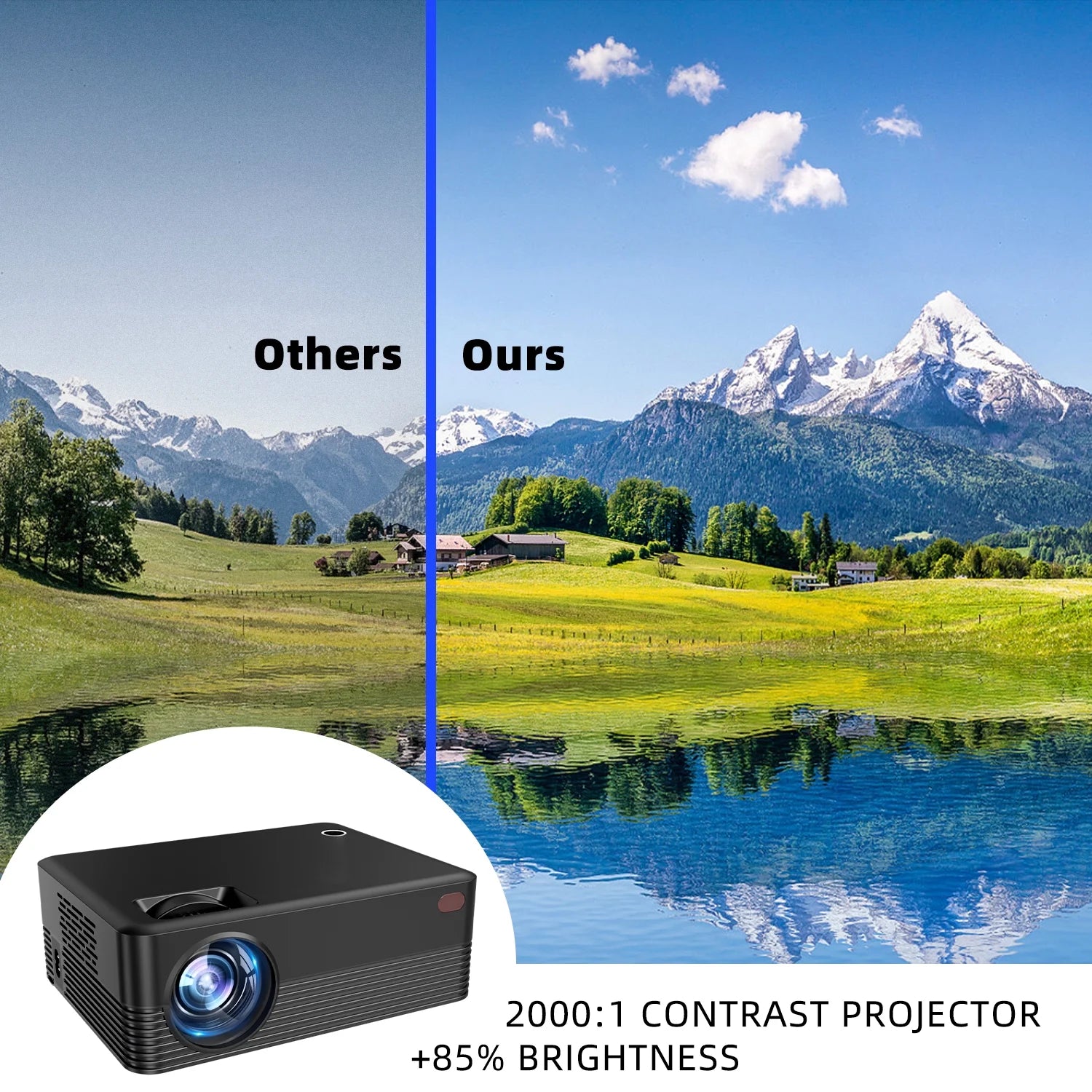 Projector with Wifi and Bluetooth, 2024 Upgrade Outdoor & Camping Projector, Mini Movie Projector Supports 1080P, Wireless & Wired Portable Projector for Home Entertainment & Camping Nights