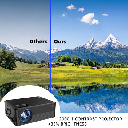 Projector with Wifi and Bluetooth, 2024 Upgrade Outdoor & Camping Projector, Mini Movie Projector Supports 1080P, Wireless & Wired Portable Projector for Home Entertainment & Camping Nights