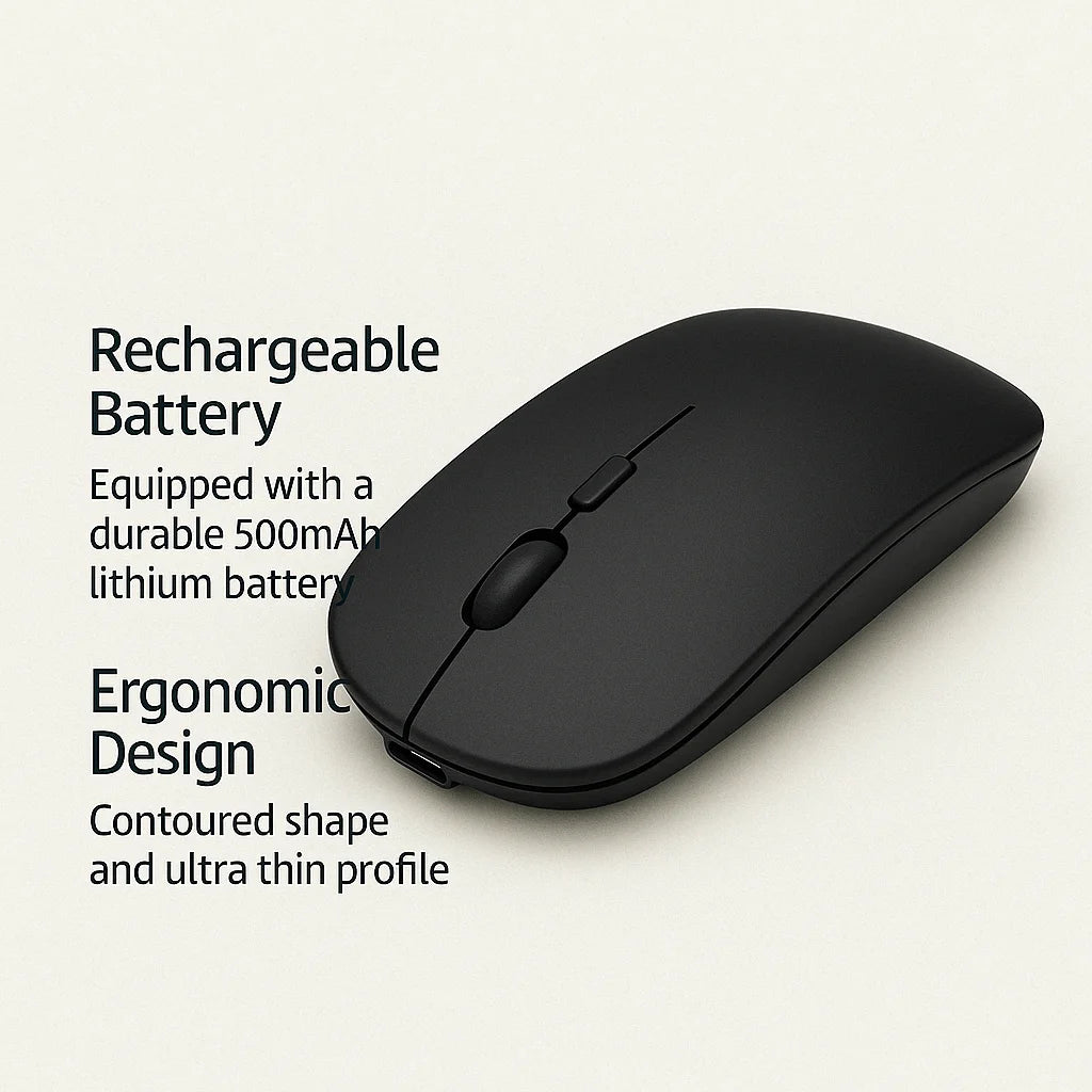 Rechargeable Wireless Bluetooth Mouse for Laptop, PC, Ipad, Notebook, and Chromebook