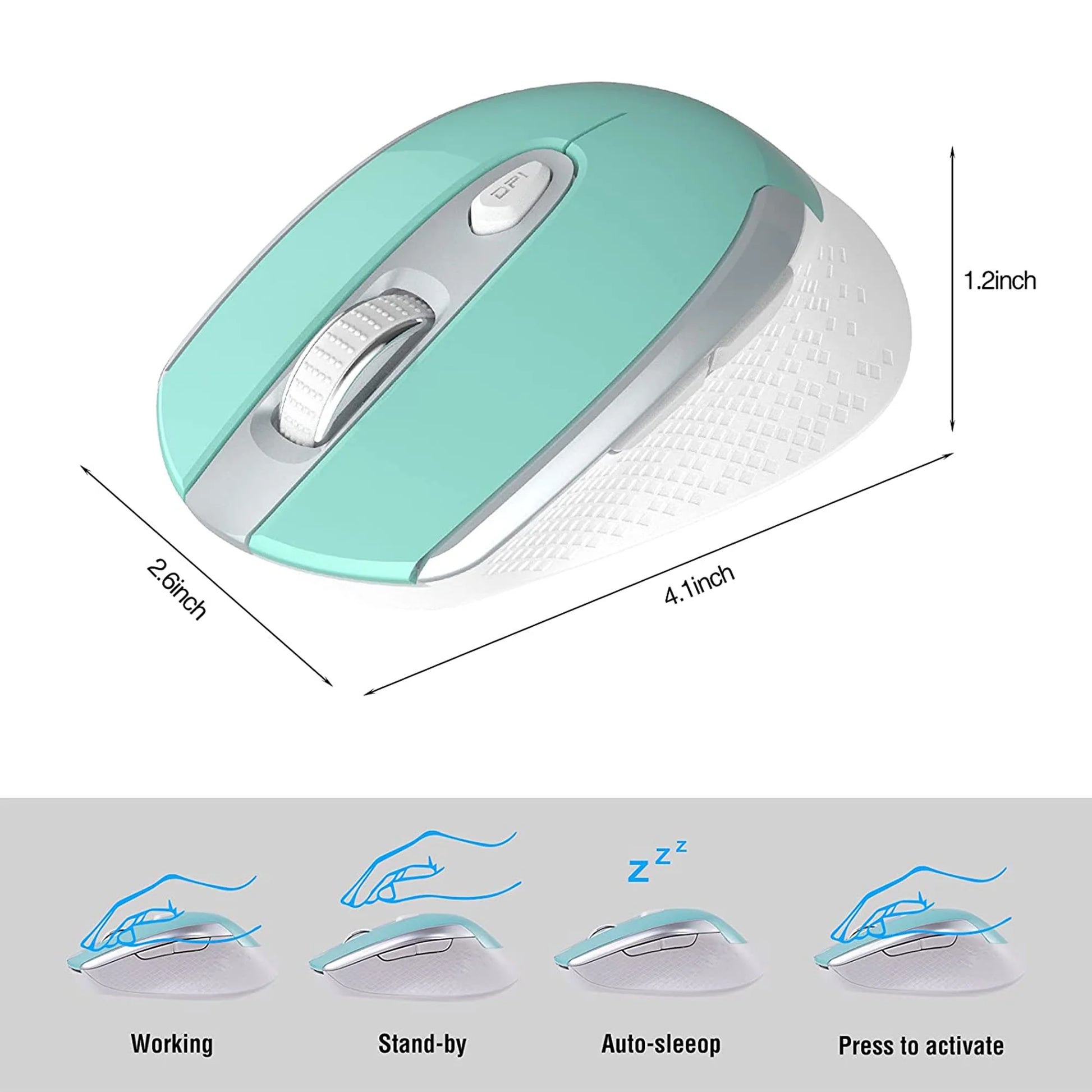 Computer Mouse Wireless,  2.4G Ergonomic Optical Mouse, Computer Mouse for Laptop, PC, Computer, Chromebook, Notebook, Auto-Sleep Mode, USB Receiver, 6 Buttons, 3 Adjustment DPI, Blue