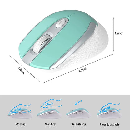 Computer Mouse Wireless,  2.4G Ergonomic Optical Mouse, Computer Mouse for Laptop, PC, Computer, Chromebook, Notebook, Auto-Sleep Mode, USB Receiver, 6 Buttons, 3 Adjustment DPI, Blue