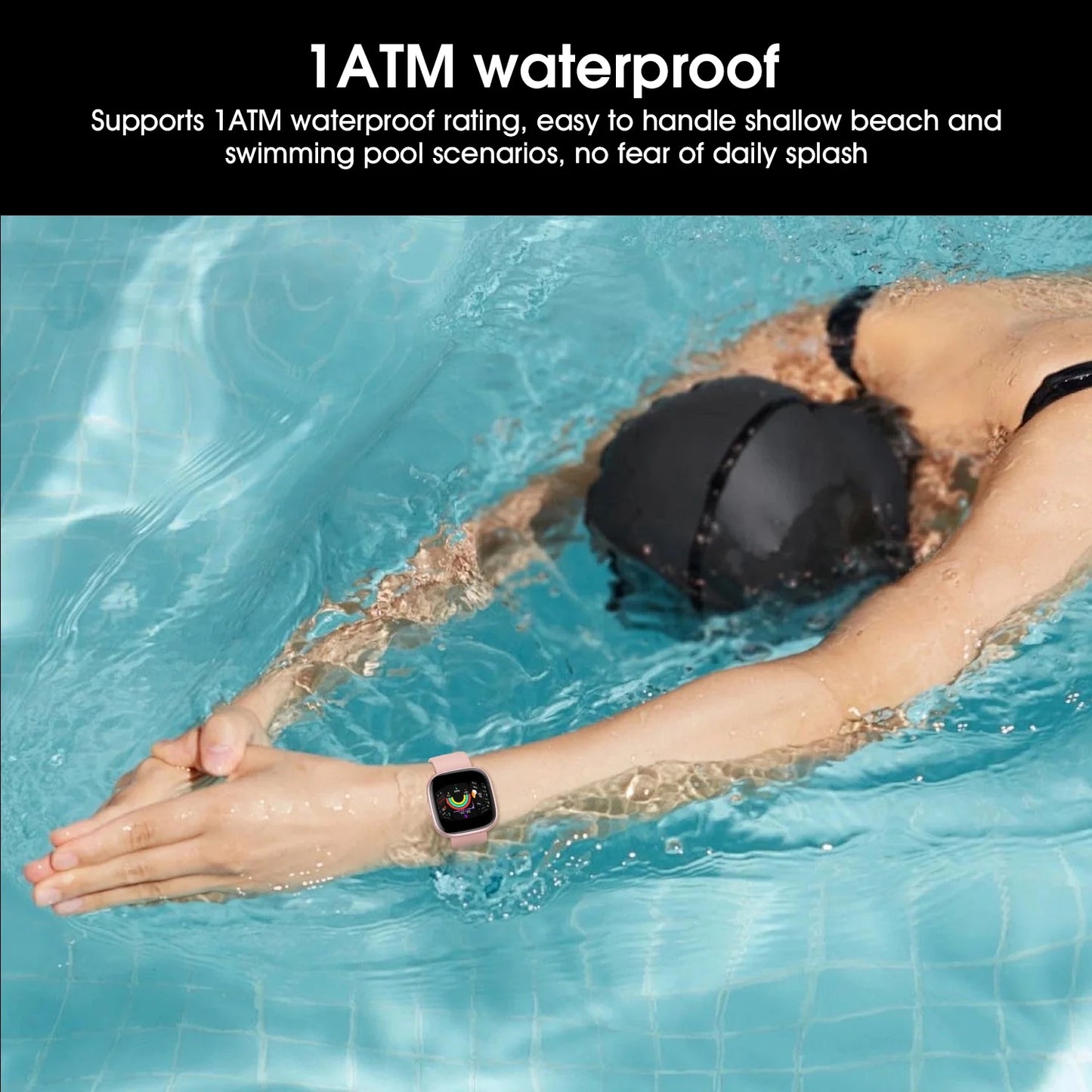 2025 Women'S Smartwatch, 1.72 Inch, Sports Tracker for Men and Women, Answer / Make Calls / Multiple Sports Modes / Information Reminders, Ip67 Waterproof Fitness Tracker for Android(Black)