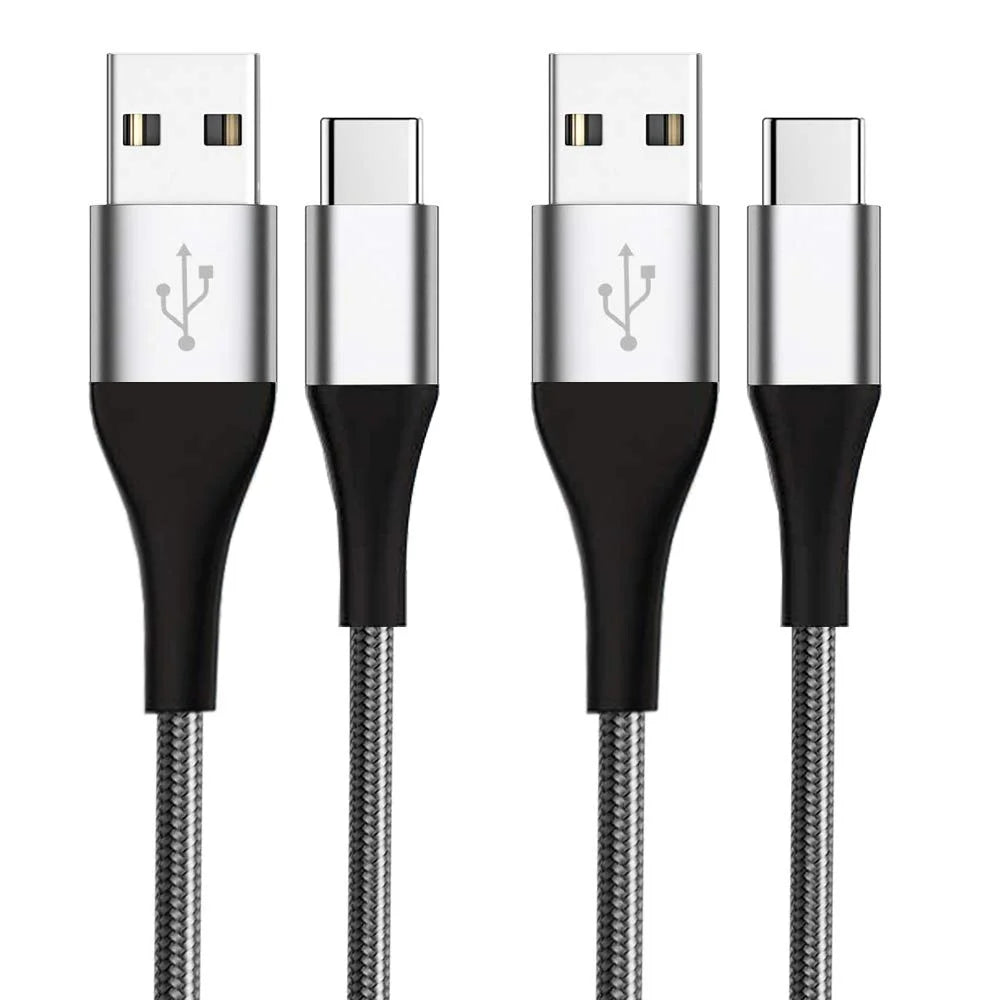USB C Cable,  2-Pack, 6.6 Ft per Pack Nylon Braided USB a to Type C Charging Cable Fast Charge Cable for Samsung Galaxy S10 S10+ / Note 8, LG V20, Sony, Motorola and Other USB C Charger (Gray)