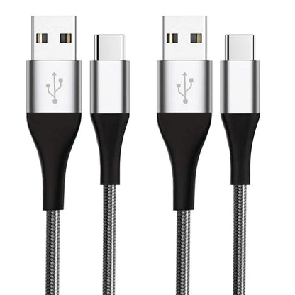 USB C Cable,  2-Pack, 6.6 Ft per Pack Nylon Braided USB a to Type C Charging Cable Fast Charge Cable for Samsung Galaxy S10 S10+ / Note 8, LG V20, Sony, Motorola and Other USB C Charger (Gray)
