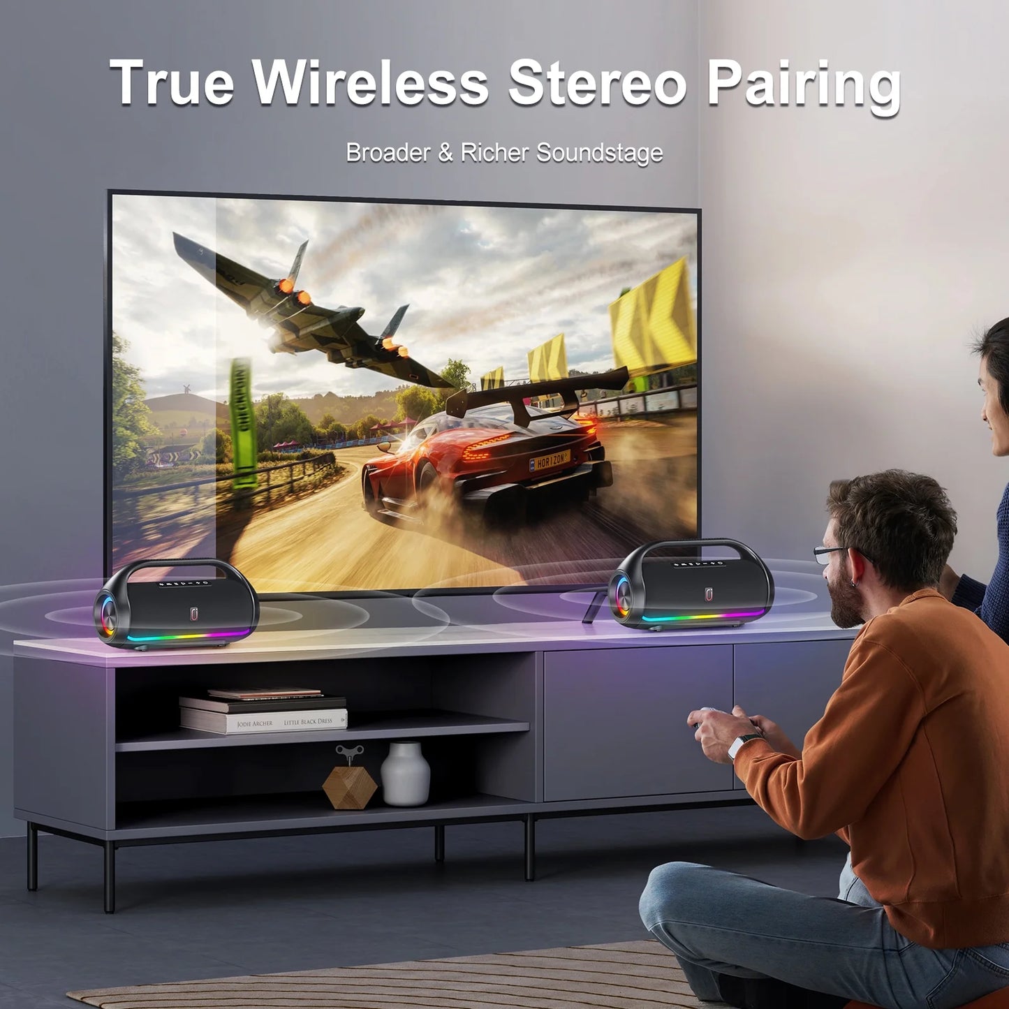 Bluetooth Speaker, Portable Speaker with DJ Lights, Deep Subwoofer, Wireless Waterproof Outdoor Speaker for Pool Beach Party, D20