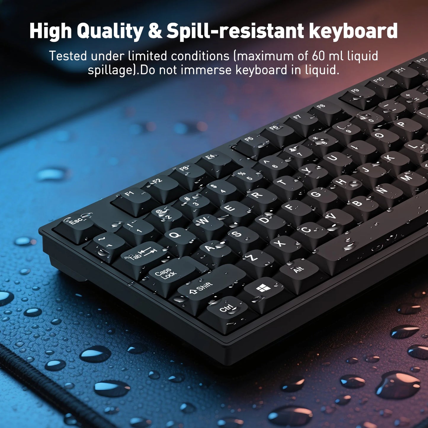 Wired USB Keyboard & Mouse Combo with 12 Shortcut Keys, Full-Size Ergonomic Silent Design, Optical Mouse for Windows/Mac Desktop, Laptop, PC, Black