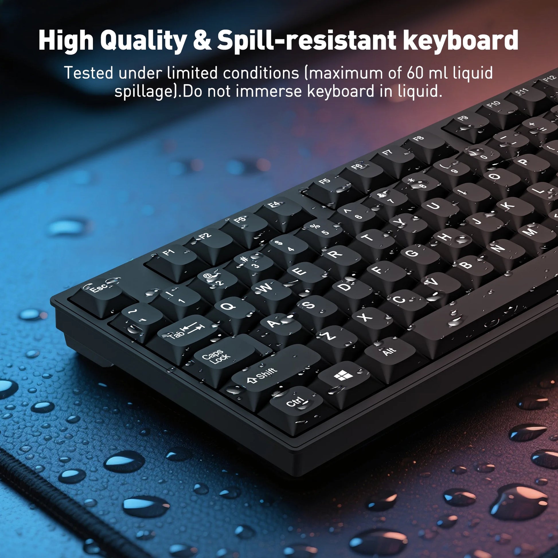 Wired USB Keyboard & Mouse Combo with 12 Shortcut Keys, Full-Size Ergonomic Silent Design, Optical Mouse for Windows/Mac Desktop, Laptop, PC, Black