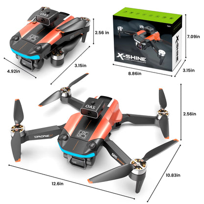 D99 GPS Drone with 8K UHD Camera, Foldable Quadcopter for Adults Beginners, Brushless Motor, VR Mode, 2 Batteries, Orange