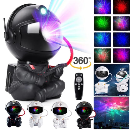 Astronaut Star Galaxy Projector, 360° Rotating Starry Sky Ceiling Led Night Light with Remote, for Kids Bedroom Party Decoration Lights (Black Guitar Model)