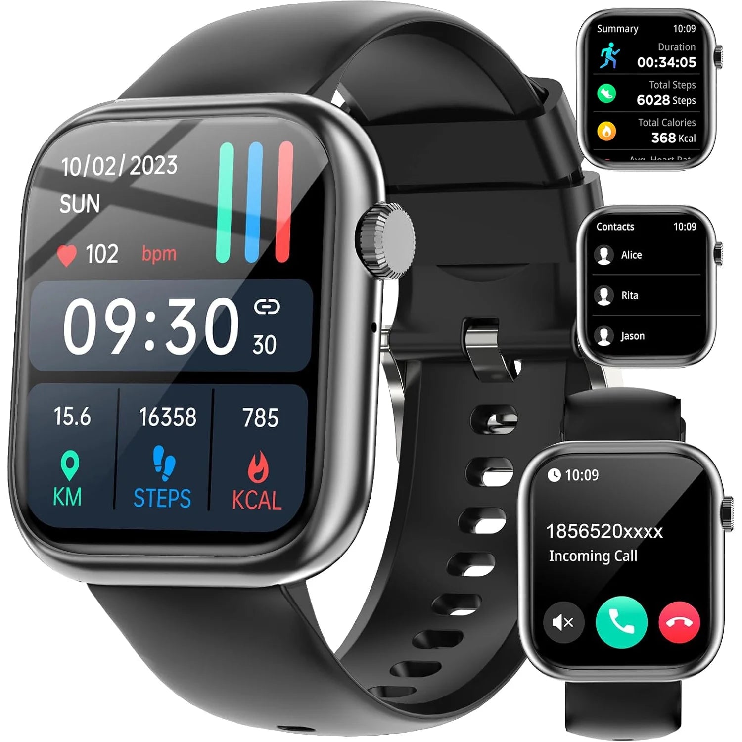 Smart Watch Answer/Make a Call Bluetooth Smart Watch for IOS Android Men'S and Women'S Watch Black