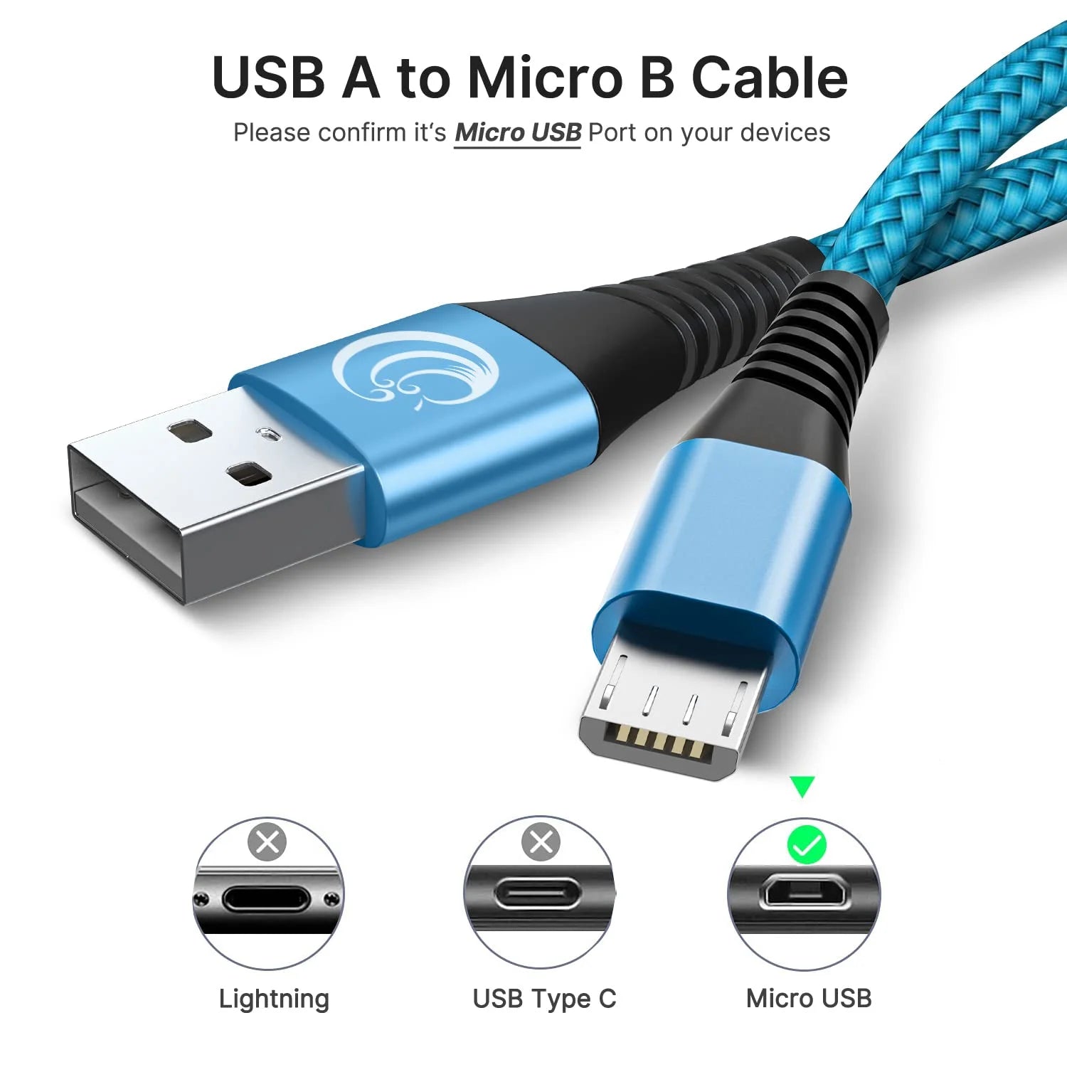 Micro USB Cable, 3Pack 10FT Android Charger Cable Long Braided Fast Charging Cable Compatible with Samsung Galaxy S7 S6 S5