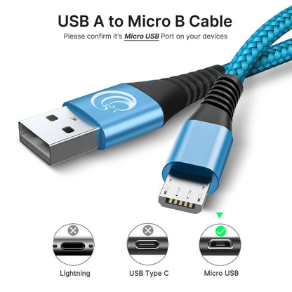 Micro USB Cable, 3Pack 10FT Android Charger Cable Long Braided Fast Charging Cable Compatible with Samsung Galaxy S7 S6 S5