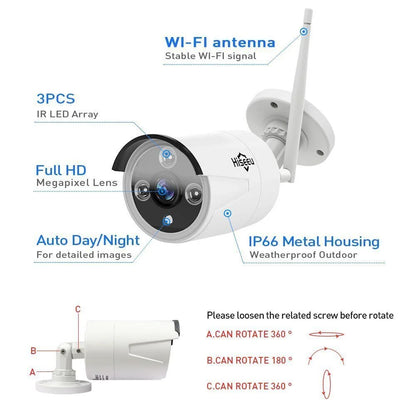 Hiseeu Add-On 5MP Wireless Wifi Security Camera One Audio Recording,65Ft IR Night Vision
