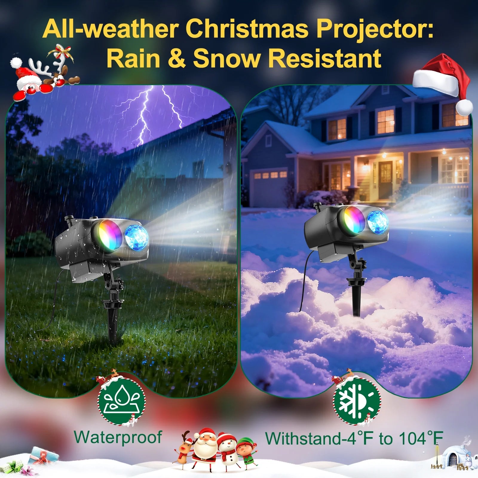 Christmas Decorations Projector Lights, Brighter Christmas Projector Outdoor/Indoor, 10 HD Slides (3D Ocean Wave & Patterns), Holiday Projector Home Party Light Landscape