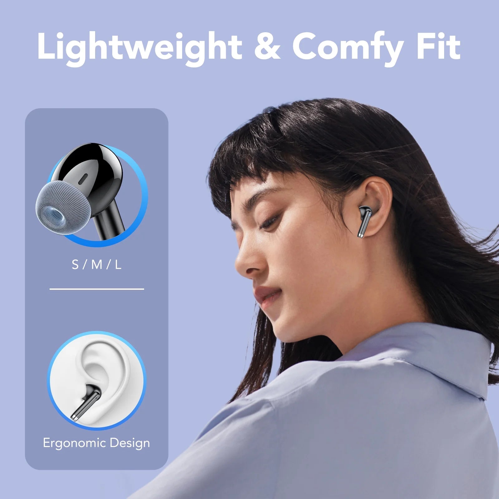 Wireless Ear Buds, Earbuds Bluetooth 5.3 Headphones 60H Playtime LED Display, Hifi Stereo Sound Waterproof In-Ear Earphones with 4 Microphone